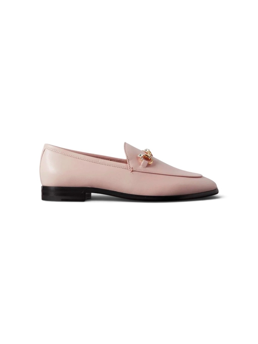 NIB Gucci Jordaan Pink Hibiscus Crystal Horsebit Leather Loafers EU 37.5